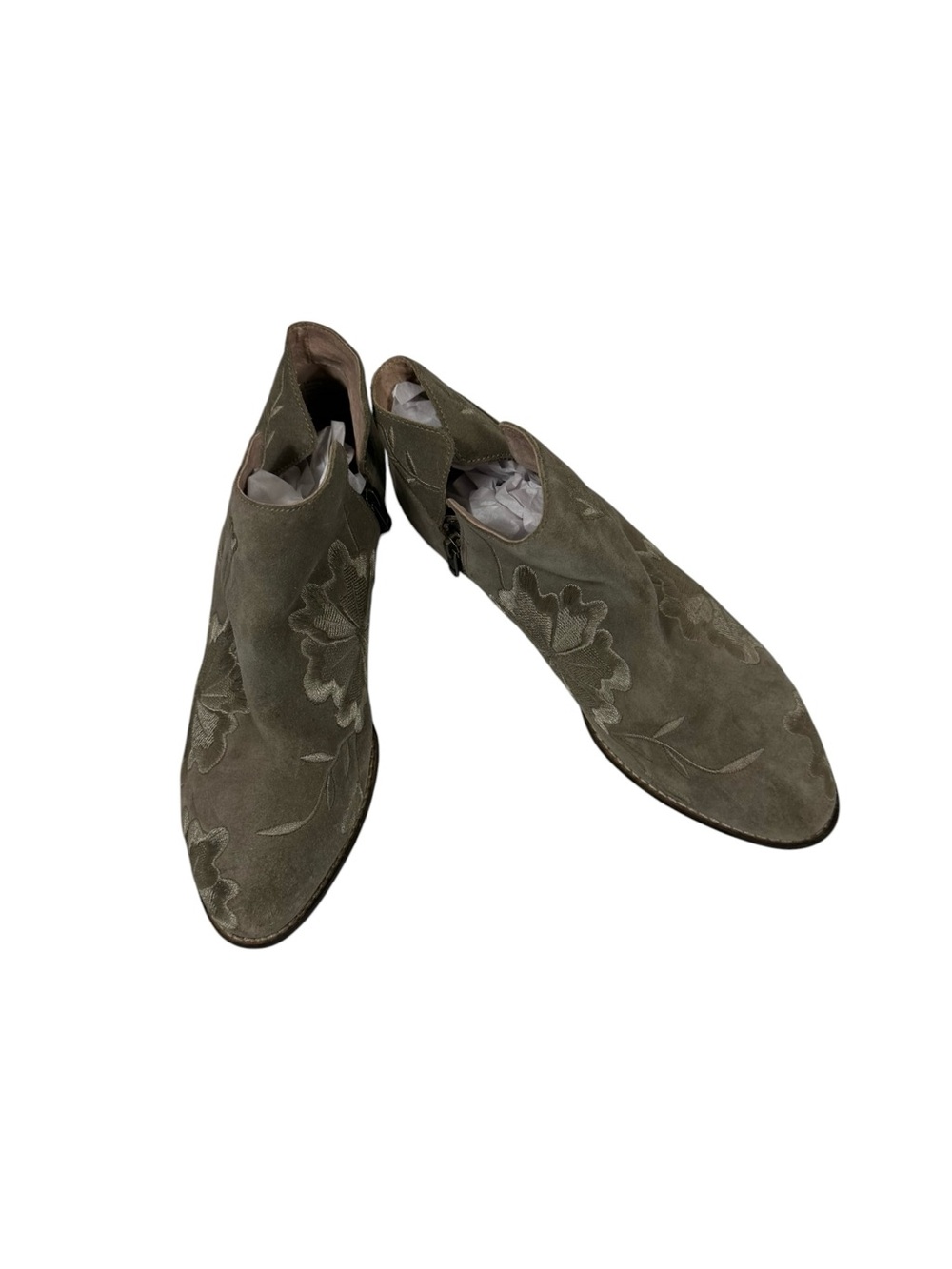 Seychelles Olive Suede Boots with Floral Embroidery size 9.5